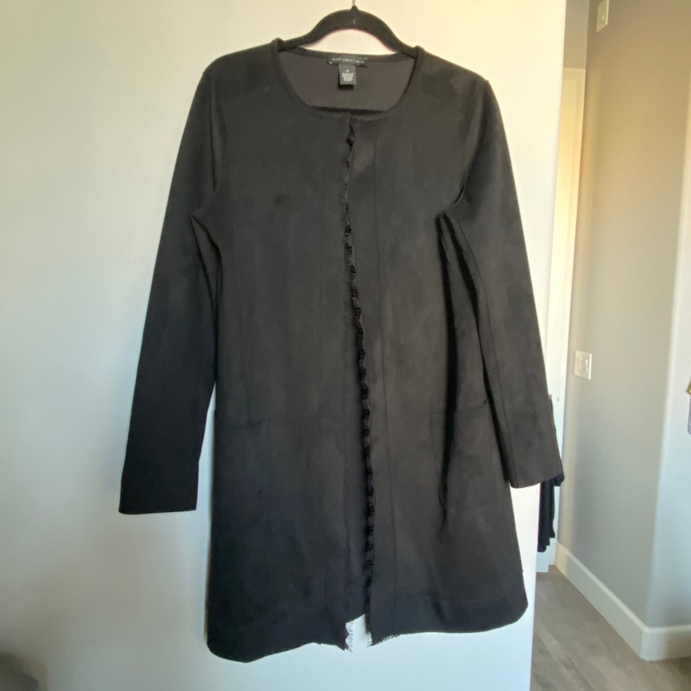 Joan Vass Faux suede open jacket Black size M
